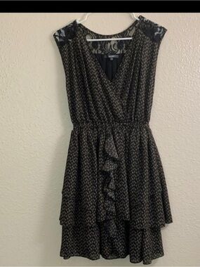 Miss Me Black Patterned Ruffle Mini Dress